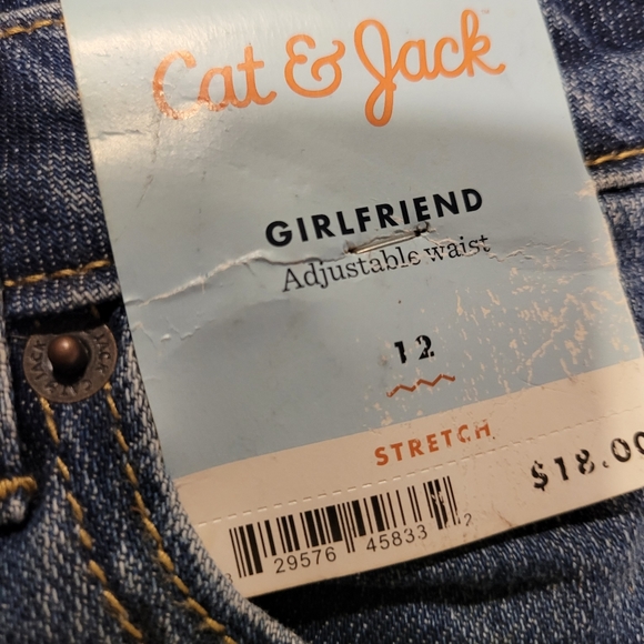 NWT Cat & Jack Adjustable Waist Floral Embellishment Stretch Girlfriend Jeans 12 - Picture 5 of 5
